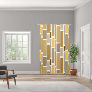 Orange Brown and Gold Retro Blocks Blackout Curtains