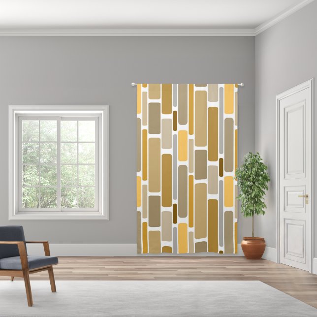Orange Brown and Gold Retro Blocks Blackout Curtains (Wide)
