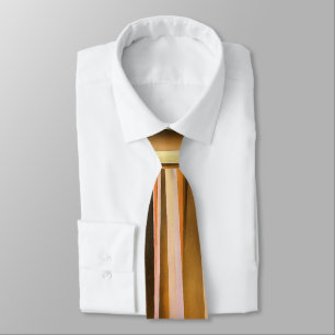 Orange Brown and Peach Autumn Stripy Lines Pattern Neck Tie