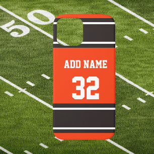 Orange Brown and White Sports Stripe  iPhone 12 Case