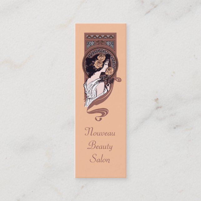 Orange brown art nouveau salon spa business card (Front)