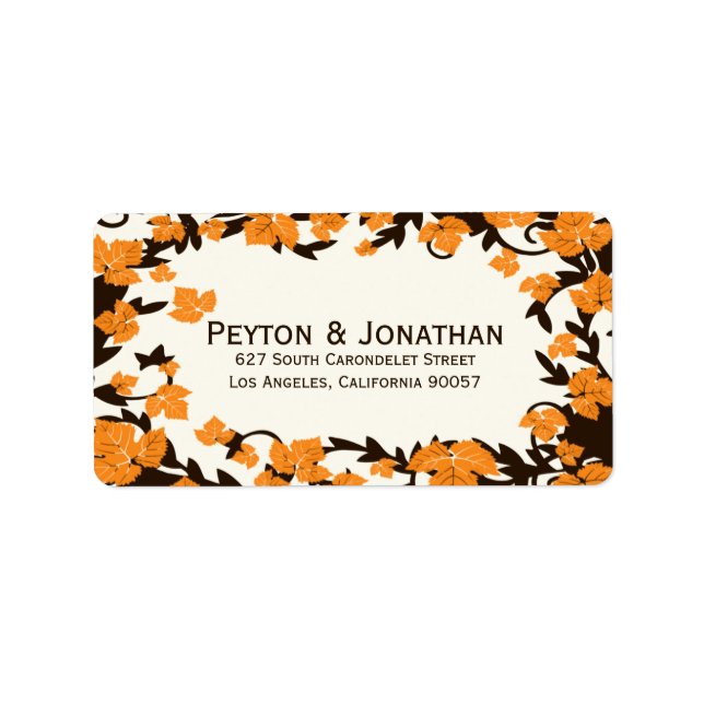Orange Brown Autumn Leaves Address Labels (Front)