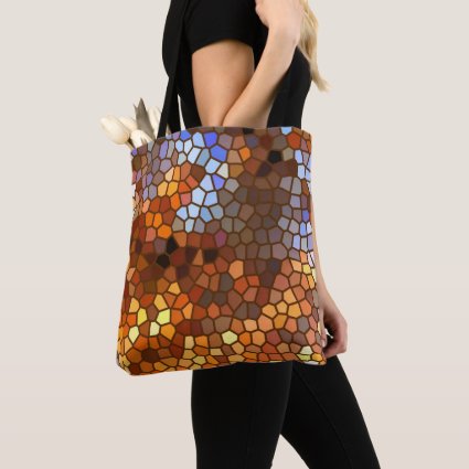 Orange Brown Autumn Mosaic Abstract Tote Bag