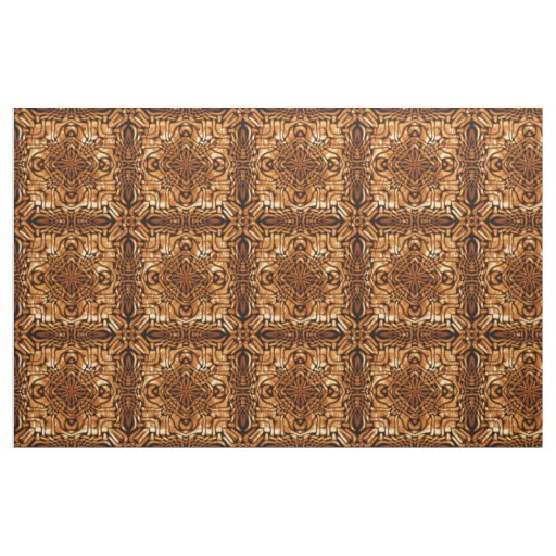 Orange Brown Bali Batik Style Paisley Pattern Fabric
