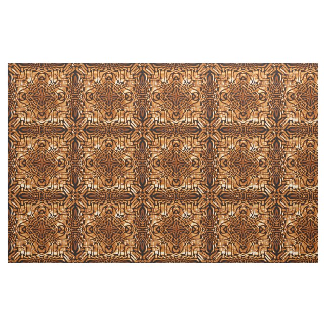 Orange Brown Bali Batik Style Paisley Pattern Fabric (Fat Quarter)