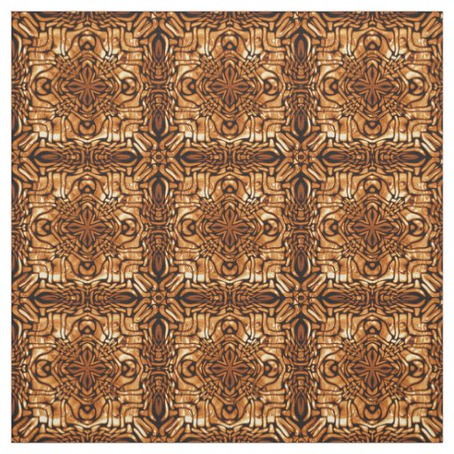 Orange Brown Bali Batik Style Paisley Pattern Fabric