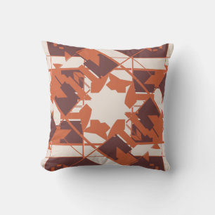 Orange Brown Beige Mediterranean Abstract Flower Throw Pillow