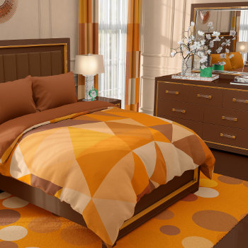 Orange Brown Beige Triangles Geometric Duvet Cover by Gingezel at Zazzle