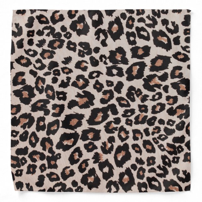 Orange Brown Black Leopard Animal Print Bandana (Front)