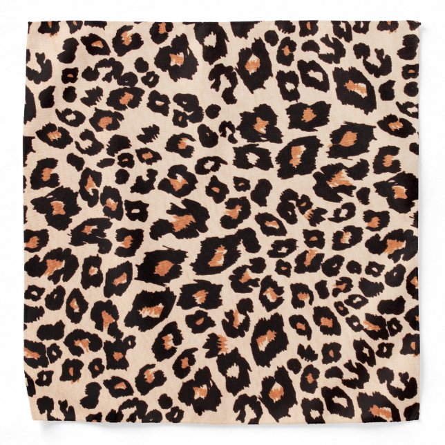 Orange Brown Black Leopard Animal Print Bandana (Front)