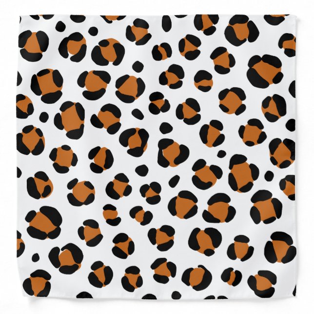 Orange Brown Black Leopard Animal Print Bandana (Front)