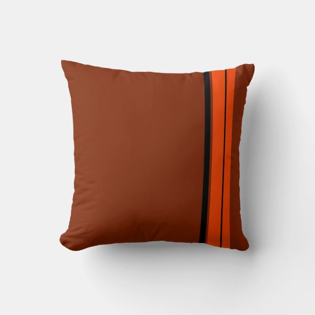 Orange Brown Black Stripes Art Design Abstract Throw Pillow (Front)