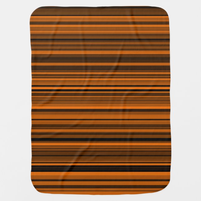 Orange Brown Black Stripes Baby Blanket (Front)