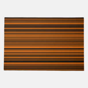 Orange Brown Black Stripes Doormat