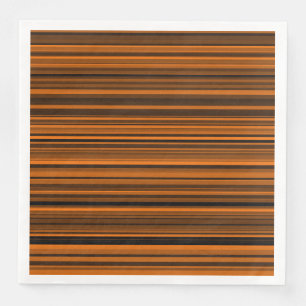 Orange Brown Black Stripes Paper Dinner Napkins