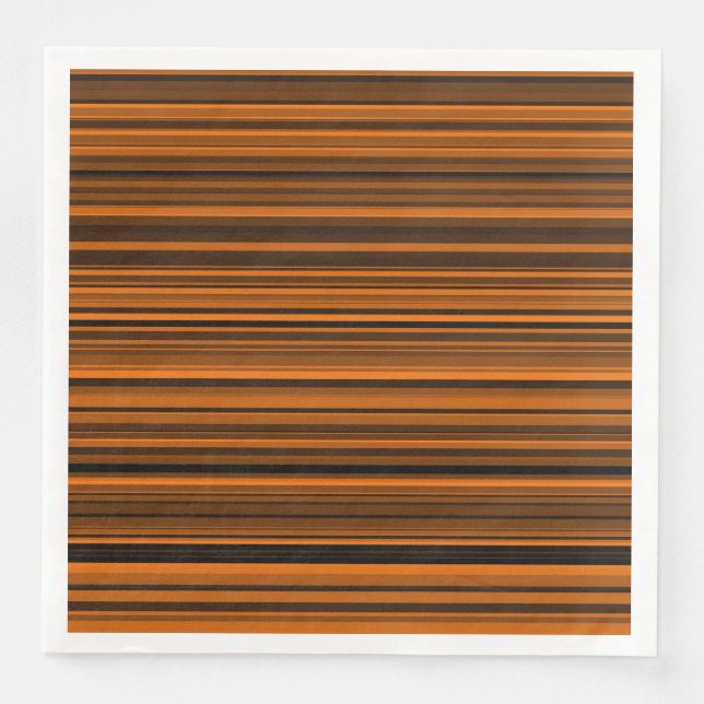 Orange Brown Black Stripes Paper Dinner Napkins (Front)