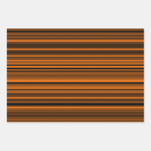 Orange Brown Black Stripes Wrapping Paper Sheets