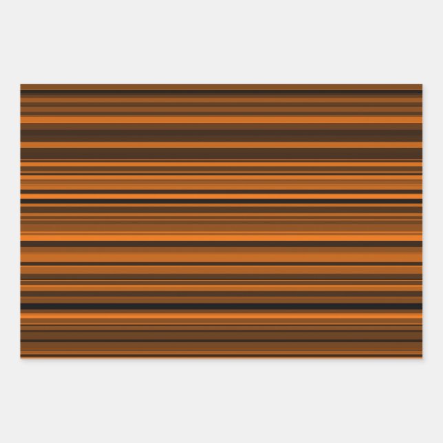 Orange Brown Black Stripes Wrapping Paper Sheets (Front)