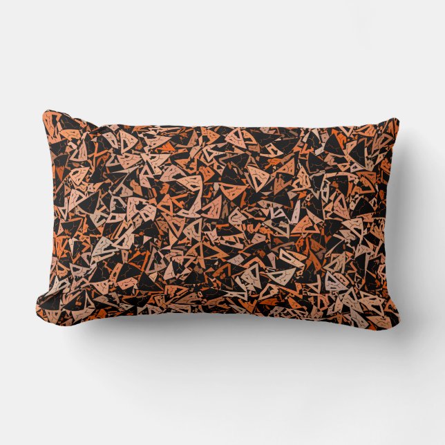 Orange Brown Black Triangle Seamless Pattern Lumbar Pillow (Front)