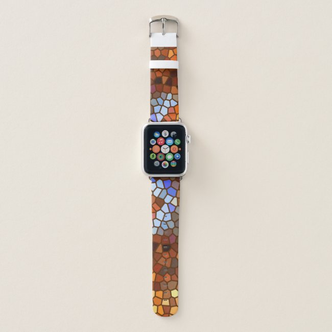 Orange Brown Blue Autumn Mosaic Abstract Apple Watch Band