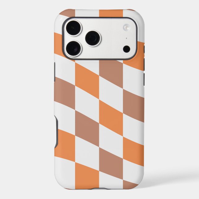 Orange Brown Checkered iPhone 17 Pro Max Case (Back)