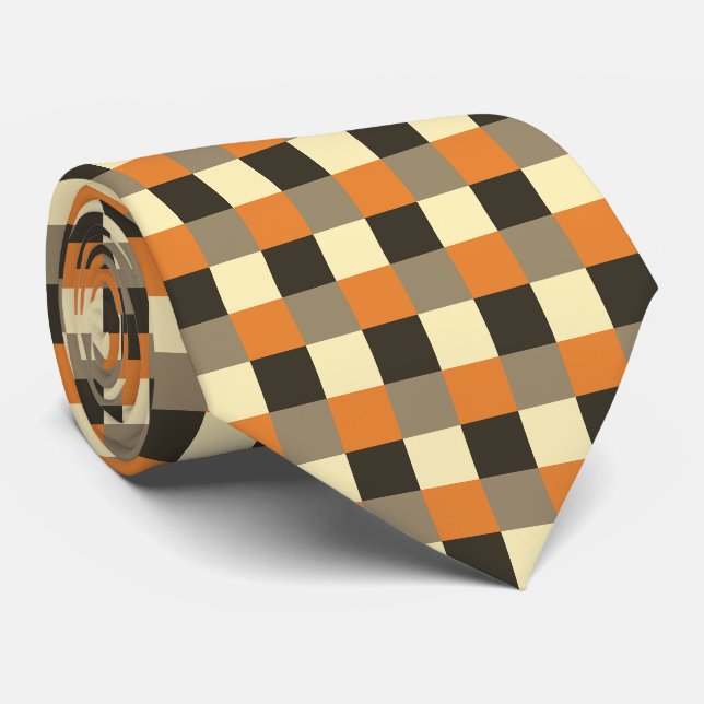 Orange Brown Chocolate Beige Cream Tan Neck Tie (Rolled)
