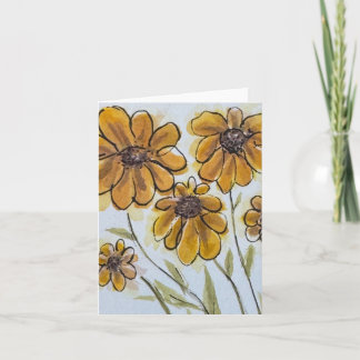 Orange brown coneflower daisy watercolor - blank card