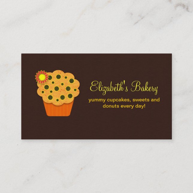 orange brown cupcakes bakery business card (Front)