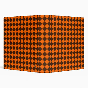 Orange Brown Diamond Checker Pattern 3 Ring Binder