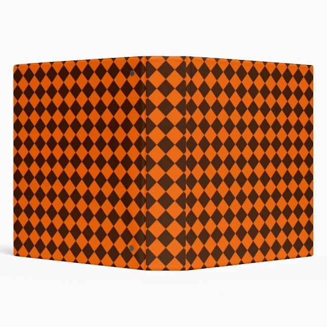 Orange Brown Diamond Checker Pattern 3 Ring Binder (Background)
