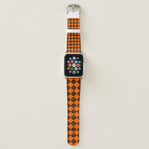 Orange Brown Diamond Checker Pattern Apple Watch Band