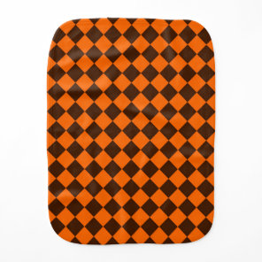 Orange Brown Diamond Checker Pattern Baby Burp Cloth