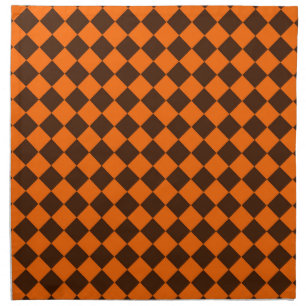 Orange Brown Diamond Checker Pattern Cloth Napkin
