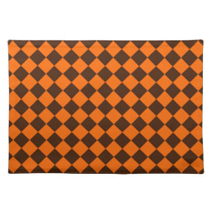 Orange Brown Diamond Checker Pattern Cloth Placemat