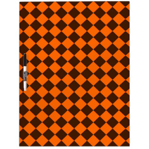 Orange Brown Diamond Checker Pattern Dry Erase Board