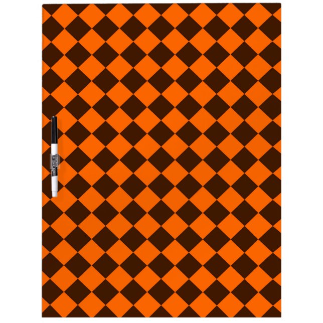 Orange Brown Diamond Checker Pattern Dry Erase Board (Front)