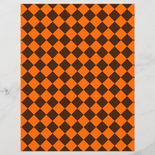 Orange Brown Diamond Checker Pattern Flat Paper (Front)