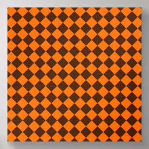 Orange Brown Diamond Checker Pattern Foam Core Photo Tile