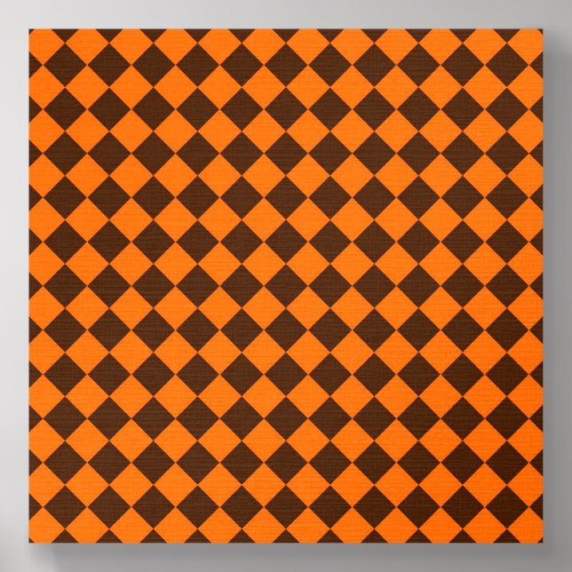 Orange Brown Diamond Checker Pattern Foam Core Photo Tile (Front Set)
