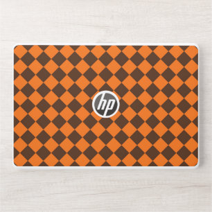 Orange Brown Diamond Checker Pattern HP Laptop Skin