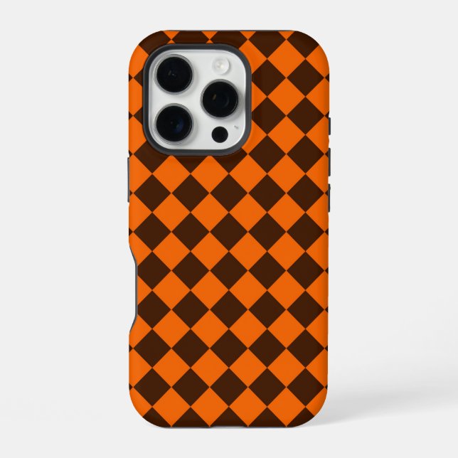Orange Brown Diamond Checker Pattern Iphone Case (Back)