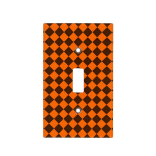 Orange Brown Diamond Checker Pattern Light Switch Cover