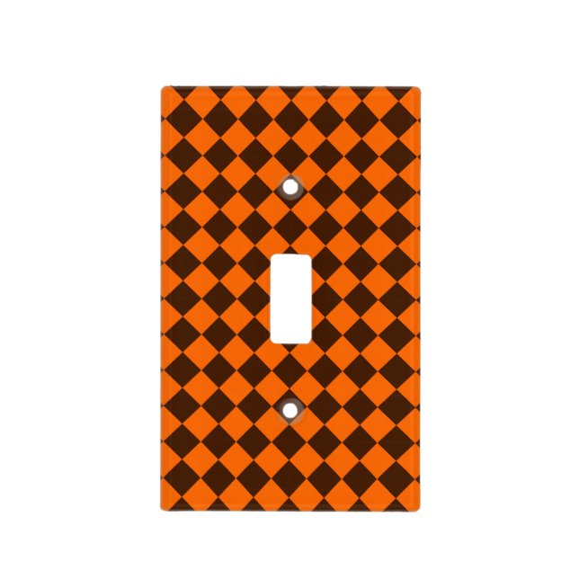 Orange Brown Diamond Checker Pattern Light Switch Cover (Front)