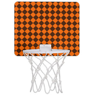 Orange Brown Diamond Checker Pattern Mini Basketball Hoop