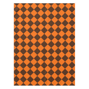 Orange Brown Diamond Checker Pattern Tablecloth
