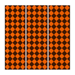 Orange Brown Diamond Checker Pattern Triptych