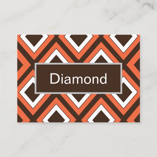 Orange Brown Diamond Geometric  Business Card (Front)