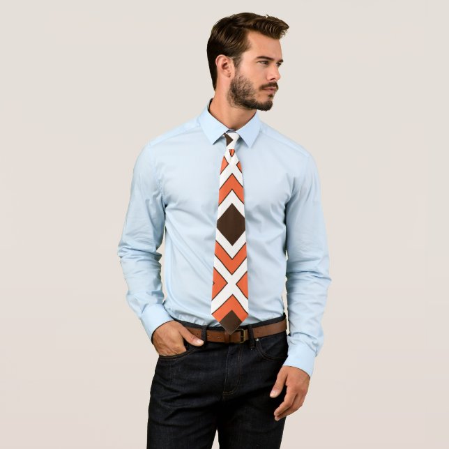 Orange Brown Diamond Geometric  Neck Tie (In Situ)