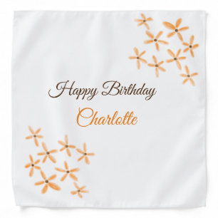 Orange brown flower happy birthday add name cutie bandana