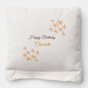 Orange brown flower happy birthday add name cutie cornhole bags